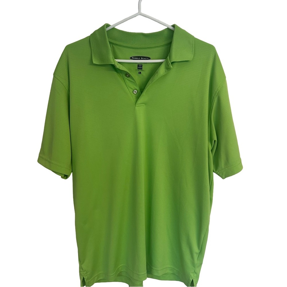 Pebble Beach Performance Vibrant Green Men's Polo Shirt Size L